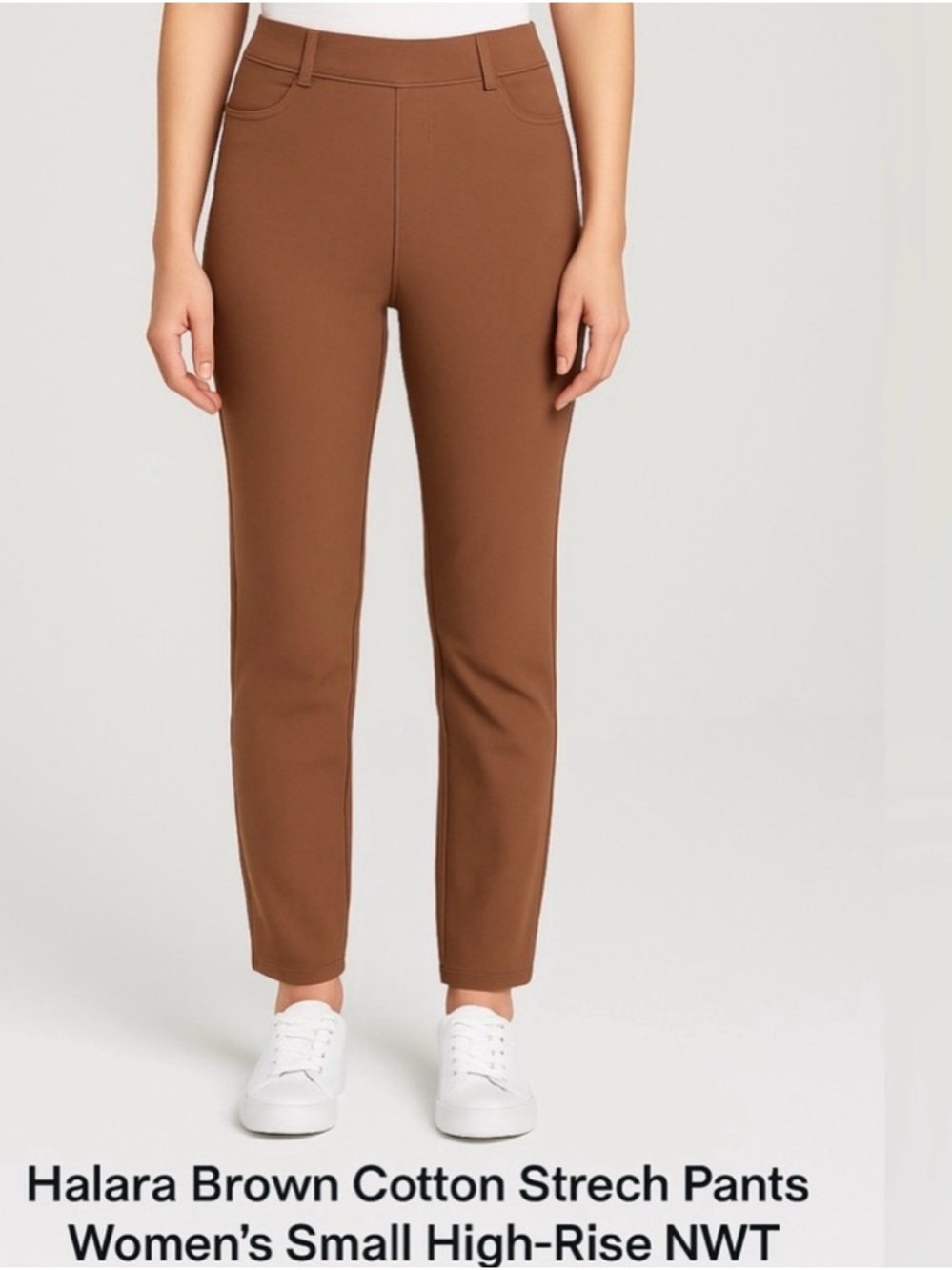 Halara Brown Cotton Stretch Pants Women’s SmallHigh Rise Pull-On Style NWT(A192✨